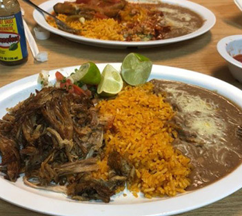 A plate of food on a table.